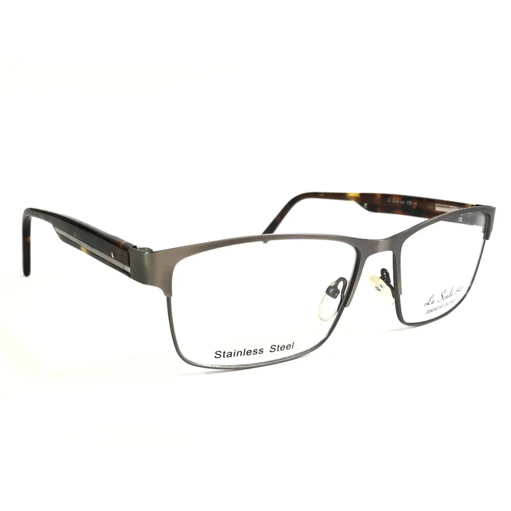 La Scala Eyeglasses Frames 846 Gun Gunmetal Tortoise Rectangle 56-15-140